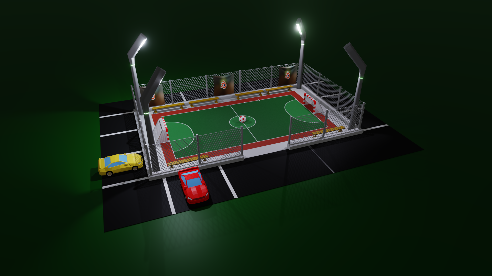 LowPoly Urban Street Soccer Court preview image 1